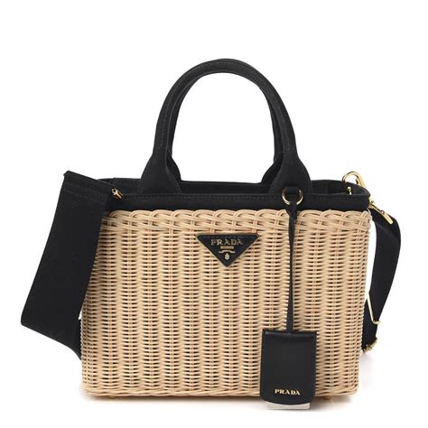 prada wicker bag black|prada canvas shoulder bag.